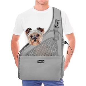 Nasjac Pet Dog Sling Carrier, Hands Free Papoose Small Animal Puppy Travel Bag Tote Cinturino imbottito regolabile Rete traspirante Fondo rigido Apertura Tasca frontale Cintura di sicurezza Lavabile