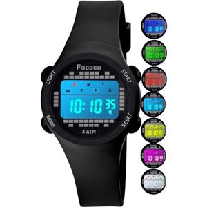 Facasu Orologio Digitale Bambini Bambine, Orologio Ragazzi Ragazze Sportivo per Esterni Impermeabile, Colorato con Luce e Cronometro Sveglia Regalo Bambini Bambine Ragazzi