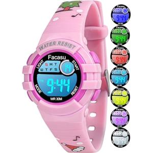 Facasu Orologio Digitale Bambini Bambine, Orologio Ragazzi Ragazze Sportivo per Esterni Impermeabile, Colorato con Luce e Cronometro Sveglia Regalo Bambini Bambine Ragazzi