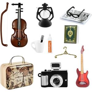 KATELUO Accessori in Miniatura per Casa Delle Bambole, 12pcs Miniature Oggetti per Casa Delle Bambole, 1:12 Ornamento in Miniatura per Casa Delle Bambole, Mini Accessori per la Casa Delle Bambole