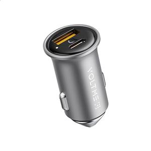 VOLTME Caricatore Auto Rapido per accendisigari USB C da auto 30W Grigio 2 porte, Presa accendisigari 12V PD 3.0 Adattatore USB-C per iPhone 14, Samsung S23/S22, Pixel, Xiaomi, iPad, ecc
