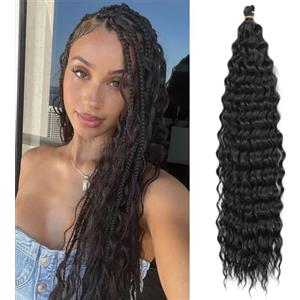 TAOYEMY Extension di capelli ricci all'uncinetto, 56 cm, 6 confezioni, extension sintetiche per donne (1B, 55,9 cm, 6 pezzi)