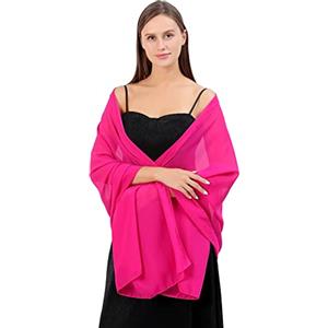 Proumhang Morbidi Scialli di Chiffon Sciarpe Avvolge per la Sposa Damigella d'onore Partito Abito da sera e Abiti da Occasione Speciale Elegante Seta per Donne Ragazza 70cm x 200cm Rosso rosa