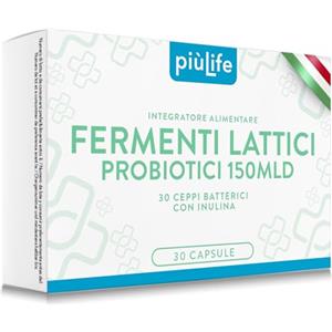 +LIFE Fermenti Lattici Probiotici per Intestino PiùLife - 30 Ceppi con 450 mg di Inulina per Dose - Probiotico con Prebiotico ad Alto Dosaggio per l'Equilibrio della Flora Batterica - 30 Capsule