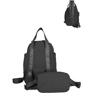 Remedare Borsa sportiva da palestra convertibile con tasca frontale staccabile, mini borsone per viaggi, allenamento, weekender（nero）