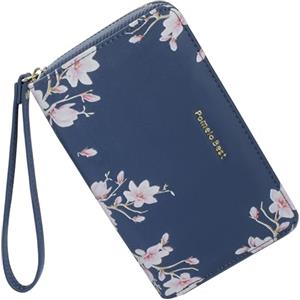 Pomelo Best Portafoglio Donna con Stampa Floreale - Elegante Borsellino con Chiusura a Zip | Portafogli donna in ecopelle Protezione RFID | Idea Regalo Perfetta (Blu)