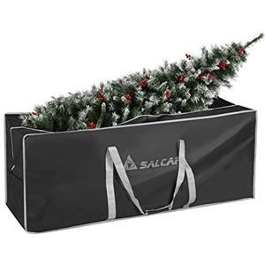 SALCAR Borsa per Albero di Natale, Sacco per Albero Artificiale per alberi fino a 1,8m / 2,1m / 2,4m, Custodia albero di natale 130cm, Sacco con Impermeabile, Antipolvere, Resistente e Pieghevole,Nero