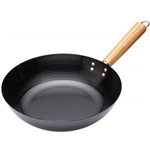 KitchenCraft World of Flavours Wok Antiaderente per Induzione in Acciaio al Carbonio, Adatto a Qualsiasi Fonte di Calore, Formato Grande, 30 cm