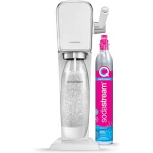 Sodastream Art Bianco, Gasatore d'Acqua per Trasformare l'Acqua in Acqua Frizzante, Incluso Cilindro Contente Co2, 1 Bottiglia da un Litro