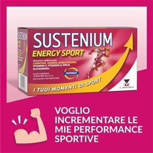 Sustenium Energy Sport - Integratore Energizzante per Sportivi con Taurina, Carnitina, Glutammina, Vitamina C, E, Zinco e Sali Minerali - 10 Bustine Gusto Arancia