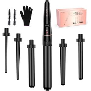 BESTOPE PRO Set Ferro per Capelli, BESTOPE PRO 6 in 1 Cono per Capelli (10-32mm), Riscaldamento Rapido (30s), 2 Temperature per Tutti i Capelli, Spegnimento Automatico 60min