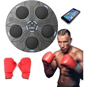 Generico Macchina da Boxe Ritmo Musicale - Music Boxing Machine Bluetooth LED - Velocita' Regolabile con Guantoni Allenamento Sport Fitness Pugilato
