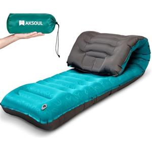 AKSOUL Materassino Campeggio Gonfiabile Spesso - 12 CM Materassino Autogonfiabile Singolo Ultraleggero Materasso, Autogonfiante Camping Materassini Con Cuscino Per Trekking Escursionismo