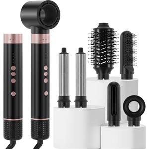 BESTBOMG Air Styler 6 in 1 Spazzola Asciugacapelli, 110000 RPM Hair Styler, Ferro Arricciacapelli ad Aria Calda Automatico, Spazzola per Lisciare i Capelli