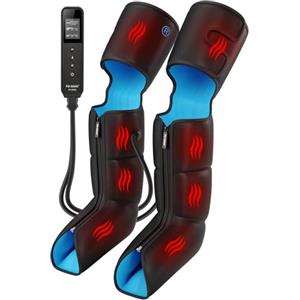 FIT KING Massaggiatore Gambe con Calore e Compressione, Pressoterapia Linfodrenaggio Massaggio Gambe Miglioramento della Circolazione e Recupero Sportivo 3 Livelli di Calore, 3 Modalità Massaggio