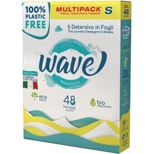 WaVe wash'n'love Wave Washing Classic - Il Detersivo in Fogli - 100% PLASTIC FREE - Multipack S - 48 Lavaggi - Made in Italy - Ecologico - Biodegradabile - Compostabile