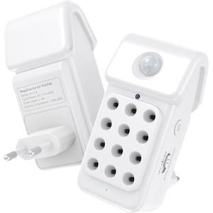 Jostart Purificatore d'aria allergico per appartamento, ionizzatore purificatore d'aria per camere fumatori con 12 emettitori in fibra di carbonio, sensore luce notturna, 17 dB