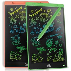 Genialba [2 Pezzi] Tavoletta Grafica LCD Scrittura Colorato 10 Pollici, Lavagna da Disegno Cancellabile, Regalo Bambini, Tavoletta Grafica per Giochi per 2 3 4 5 6 7 Anni (Arancione&Verde)