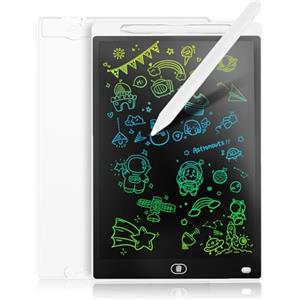 Genialba Tavoletta Grafica LCD Scrittura Colorato 10 Pollici, Lavagna da Disegno Cancellabile Portatile, Regalo Bambini, Tavoletta Grafica per Giochi Bambini 2 3 4 5 6 7 Anni Ragazze (Bianco)
