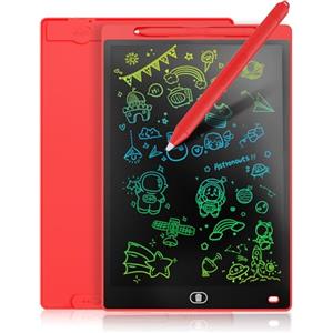Genialba Tavoletta Grafica LCD Scrittura Colorato 12 Pollici, Lavagna da Disegno Cancellabile Portatile, Regalo Bambini, Tavoletta Grafica per Giochi Bambini 2 3 4 5 6 7 Anni Ragazze (Rosso)