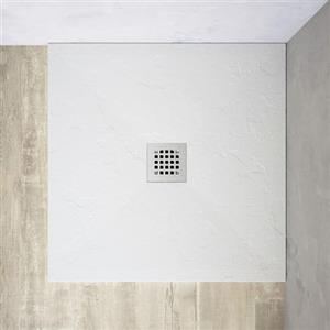 Parama Piatto Doccia in Marmoresina Bianco Antiscivolo Effetto Pietra con Griglia Copripiletta h3cm (Bianco, 70x70)