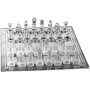 LuckyWish Scacchiera in vetro anti-rottura, elegante set di scacchi in vetro, per 2 giocatori dagli 8 anni in su