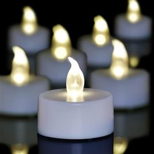 wisdom line Candele LED Riscaldatore Piatto, Confezione da 8, Bianco, Senza Fiamma, 200 Ore di Autonomia, 1,4 x 1,4 cm, Batteria CR2032, per Decorazione Natale, San Valentino, Matrimonio (bianco)