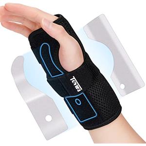 TOVIKI Tutore Polso Traspirante Con 2 Piastre di Metallo per Alleviare il Dolore da Sindrome Del Tunnel Carpale Slogature o Artrite Nero per Uomini e Donne - Tutore Tunnel Carpale （Destra
