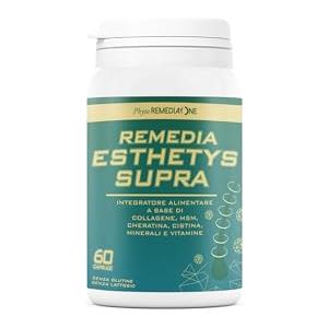 REMEDIA ONE - Esthetys Supra Integratori per Capelli, con 12 Principi Attivi, Biotina, Cheratina e Zinco - Crescita Capelli e Unghie - 60 Capsule