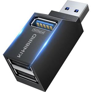 KiWiBiRD sdoppiatore USB multipla, hub USB 3.0 2x USB2.0, doppia presa USB splitter adattatore duplicatore ricarica ciabatta per PC compatibile con chiavetta stampante tastiera mouse cuffie