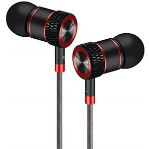 GAMURRY Auricolari,Cuffie ad alta Definizione,isolamento acustico, ottimi bassi progettati per lettori MP3, Samsung Galaxy, Nokia, HTC, exc. (Nero e rosso)