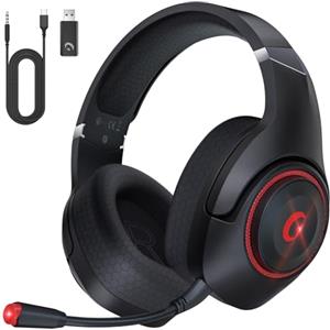 KAPEYDESI 2,4 GHz Cuffie per PC, PS5, Mac, Switch, Wireless Cuffie Bluetooth 5.2, Cuffie PS5 con Microfono Staccabile, Jack Audio 3.5 mm per Cuffie Gaming Cablate