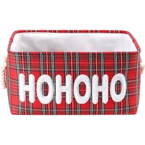 Tidelit Cesti natalizi in stile fattoria, scatola ornamentale in tela, organizer per le vacanze, cestino natalizio per regali, cesti di Natale vuoti per asilo/soggiorno, cestino per giocattoli per bambini,