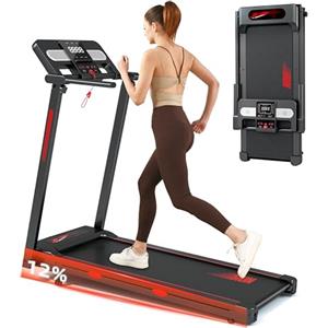 RAOO MIN Tapis roulant, 4 in 1, pieghevole, tapis roulant salvaspazio, motore da 3 HP, 1-14 km/h, con display LED, altoparlante Bluetooth, supporto per iPad/telefono.