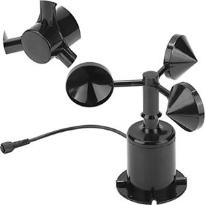 Restokki Dispositivo di misurazione del Vento, anemometro a impulsi della velocità del Vento 0-70 m/s 3 Tazze Misura l'anemometro del sensore della velocità del Vento