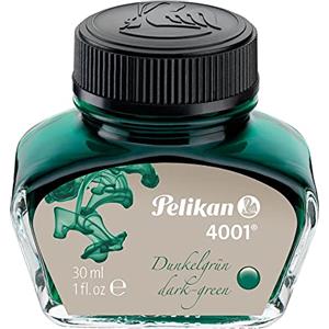 Pelikan, Inchiostro Stilografico 4001, Flacone Di Vetro Da 30 Ml, Inchiostro Per Penna Stilografica, Per Una Scrittura Fluida E Scorrevole, Colore Verde Scuro