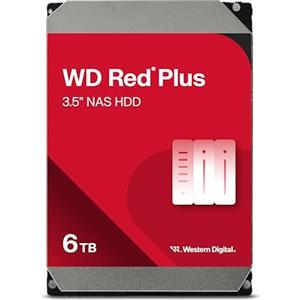 Western Digital WD Red Plus 6TB NAS Hard Disk Interno 3,5 - 5400 RPM, SATA 6 Gb/s, CMR, Cache da 256MB