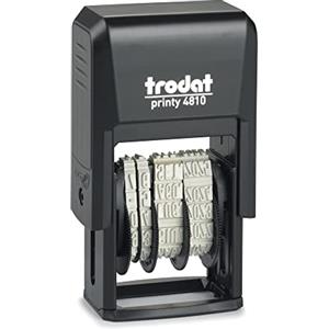Trodat Printy 4810 Timbro Datario Autoinchiostrante Nero, Altezza Carattere 3,8 mm, Impronta 20x38 mm, Formato Data GG MMM AAA, Cartuccia Nera Inclusa, Astuccio ECO