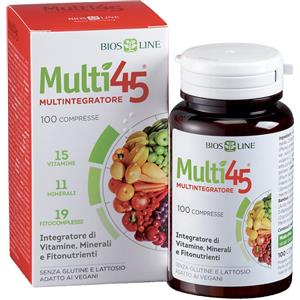 BIOS LINE Multi 45 - Multintegratore Completo con 19 Fitonutrienti, 15 Vitamine e 11 Minerali - 100 Compresse