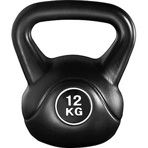 Yaheetech Kettlebell per Sport Fitness da 12 kg Palestra in HDPE e Cemento con Maniglia Ergonomica Antiscivolo Attrezzo Sportivo da Costruzione Muscolare e Allenamento di Forza Nero
