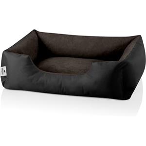 BedDog Cuccia per cani LUPI, cuscino per cani con rivestimento rimovibile, lavabile, per cani di piccola taglia, S, nero-marrone
