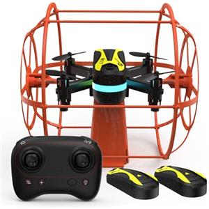 morlyrctooy M17 Mini Drone Quadricoptère RC avec Bouclier Protecteur Mode Double Terre Air Décollage Atterrissage par Une Touche Mode sans Tête 2 Piles Rechargeables USB Cadeau Facile da pilotare
