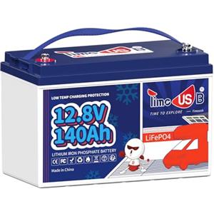 Timeusb Batteria LiFePO4 12V 140Ah Batteria al Litio con Protezione BMS dalle Basse Temperature,Fino a 15000 Cicli,Batteria Ricaricabile da 1792Wh Per Backup Domestico Camper Trolling Motor Off-Grid