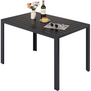 LIFERUN Tavolo da giardino con struttura in alluminio, 110x70 cm WPC Tavolo da balcone resistente alle intemperie, Tavolo da terrazzo rettangolare, Tavolo da esterno, Resistente al calore e agli