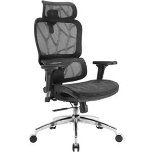 SIHOO M56B Sedia da ufficio ergonomica - Sedia direzionale con schienale alto, supporto lombare dinamico 3D, Poggiatesta 3D regolabile e seduta a rete traspirante per comfort in scrivania, Nero