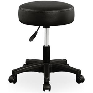 Casaria® Sgabello con Ruote Regolabile 46-60 cm in Similpelle Seduta Imbottita Sedia Girevole Sgabelli con Rotelle Sgabello Trucco Sedia Girevole