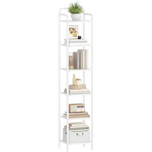 Hzuaneri Scaffale a 6 Ripiani, Libreria, Scaffale Stretto per Libri, Mensola D'angolo Industriale, Mensola Sottile per Ufficio, Soggiorno, Camera da Letto, Cucina, Bianco BC24613W
