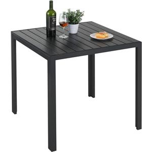 LIFERUN Tavolo da Giardino in Alluminio e WPC, 75x75x72cm, Resistente Alle Intemperie, Quadrato da Esterno, da Pranzo, Nero