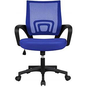 Soberine Sedia da Ufficio Scrivania con Rotelle Girevoli e Braccioli Ergonomica Lombare e con Altezza Regolabile Imbottita e Rete Traspirante Portata 136 kg Blu