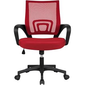 Soberine Sedia da Ufficio Scrivania con Rotelle Girevoli e Braccioli Ergonomica Lombare e con Altezza Regolabile Imbottita e Rete Traspirante Portata 136 kg Rosso